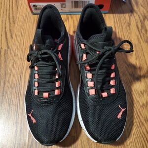 Puma Black and Coral Athletic Shoes